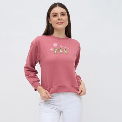 Women's Dusty Rose Crew Neck Casual Sweatshirt