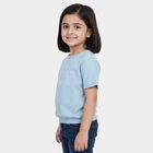 Girls Light Blue Cotton Casual T-Shirt, Light Blue, small