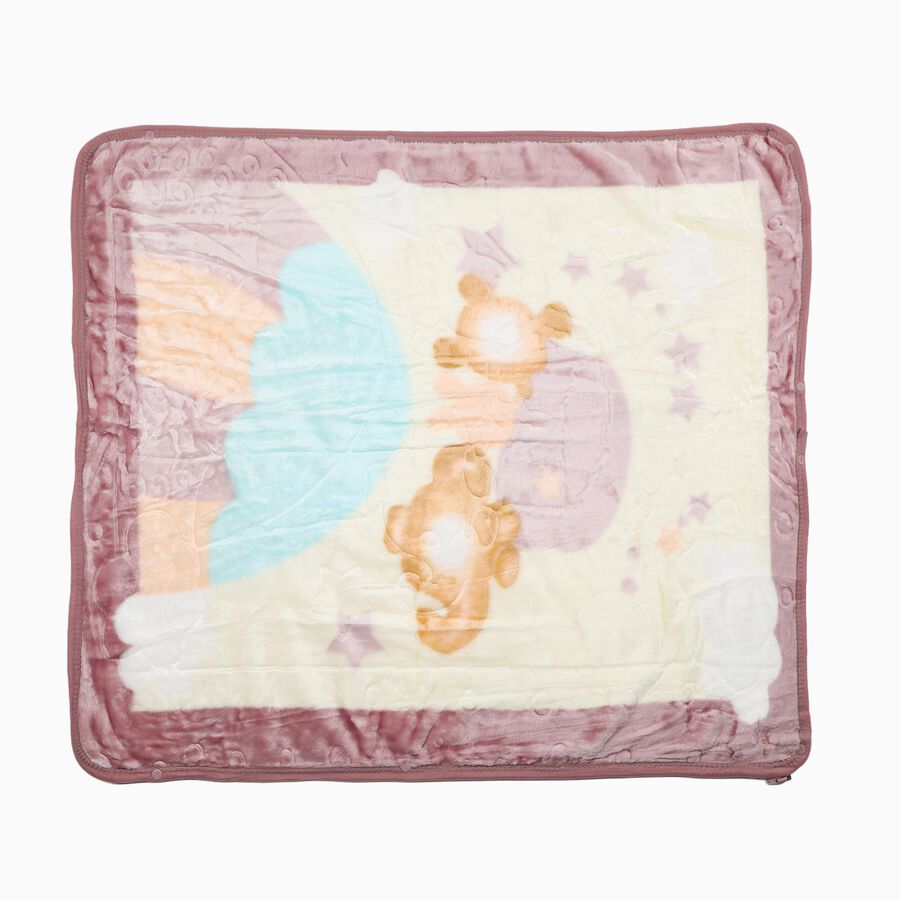 Pastel Multicolor Animal Printed Infant Blanket, Purple, large image number null