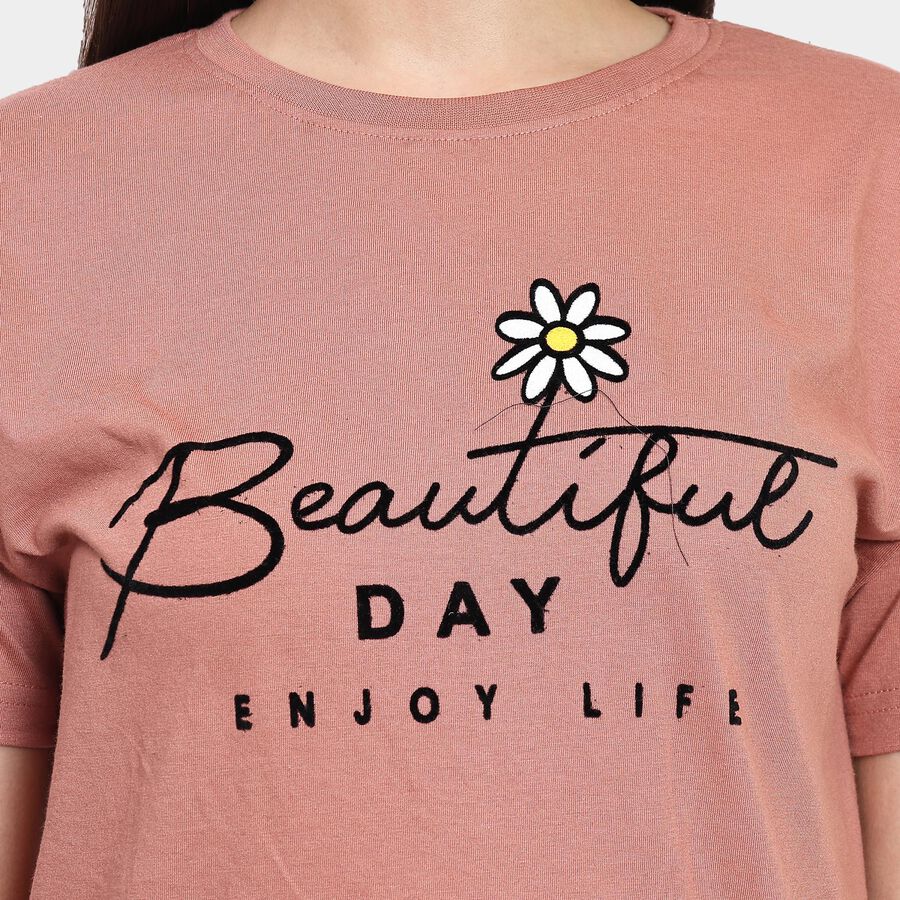 Ladies' Round Neck T-Shirt , गुलाबी, large image number null