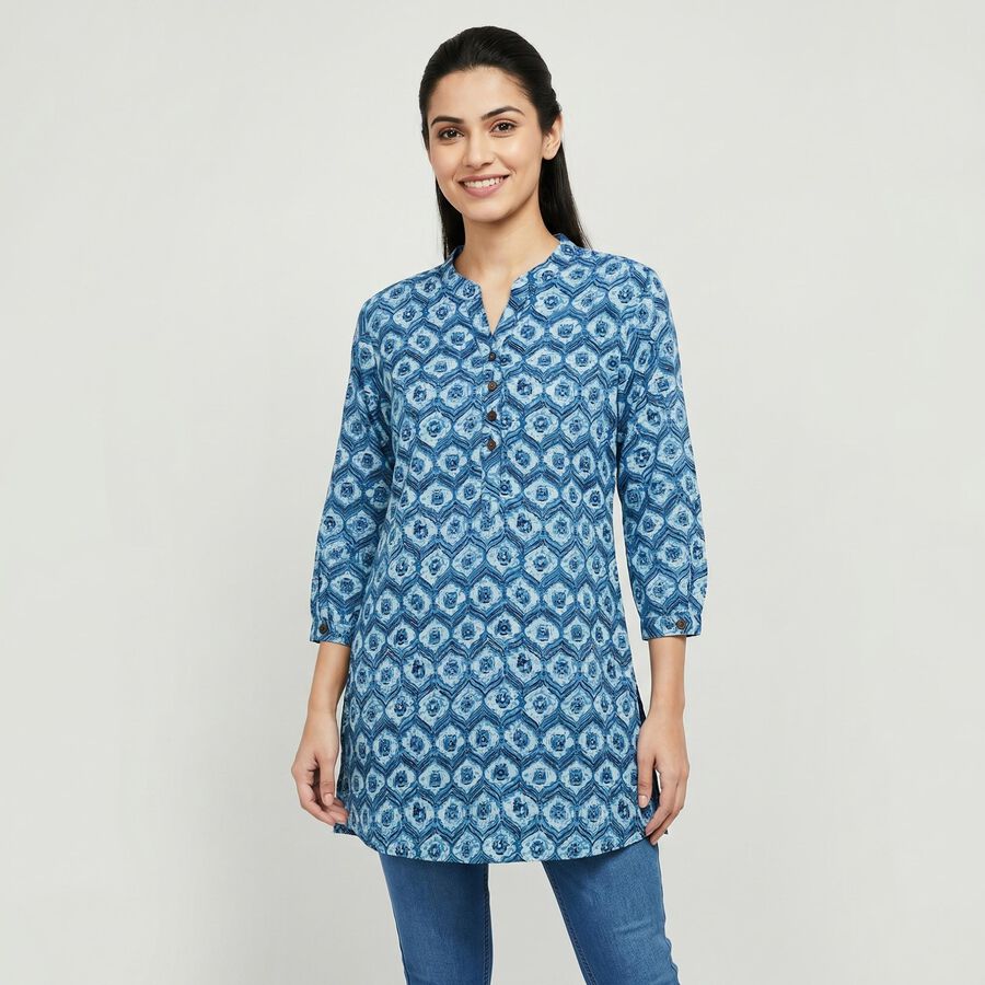 Women's Blue Kurti, Dark Blue, large