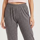 Women's Grey Straight Fit Star Printed Pyjama, गहरा ग्रे, small