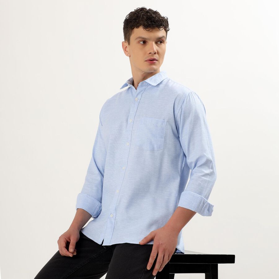 Men's Regular Collar Casual Shirt, Light Blue, large image number null