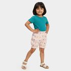 Girls' Pink Relaxed Fit Printed Ruffle Bloomers, गुलाबी, small