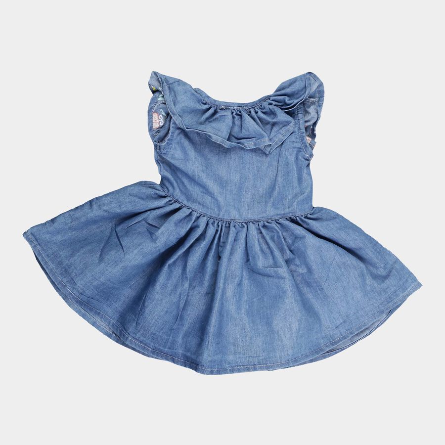 Infants Round Neck Frock, Mid Blue, large image number null