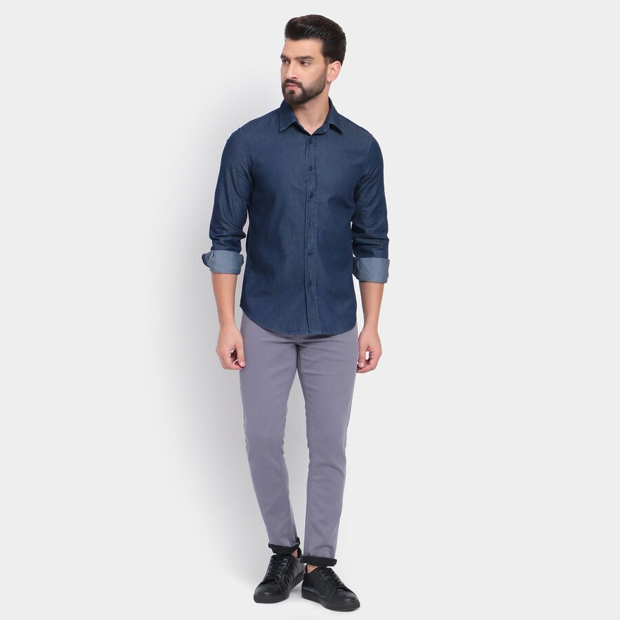 Men's 100% Cotton Casual Shirt , Mid Blue, large image number null