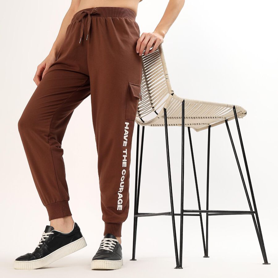 Women's Rich Mocha Brown Cargo Jogger Fit Track Pants, Brown, large