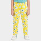 Girls' Yellow Straight Fit Floral Printed Cotton Blend Pyjama, Yellow, small
