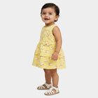 Infants' Bright Yellow Regular Fit Floral Printed Tiered Frock, Yellow, small