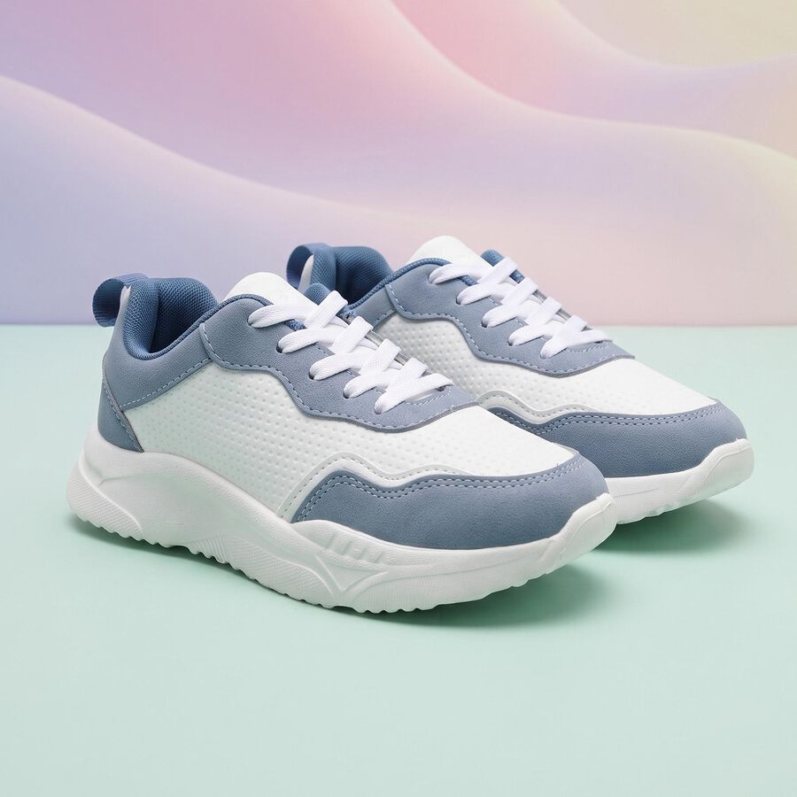Women's Blue Lace-Up Sneakers, Blue, large