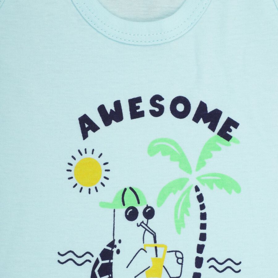 Infants' 100% Cotton Vest , Aqua, large