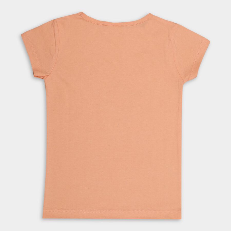 Girls' 100% Cotton T-Shirt , Peach, large image number null