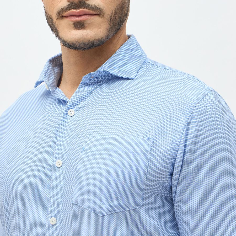 Men's Light Powder Blue Cotton Classic Collar Formal Shirt, मध्यम नीला, large image number null