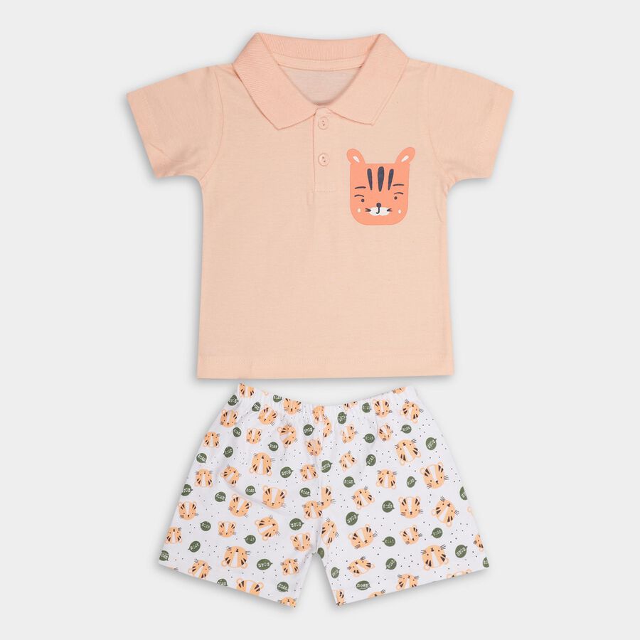 Infant Boys' 100% Cotton Baba Suit , Peach, large image number null