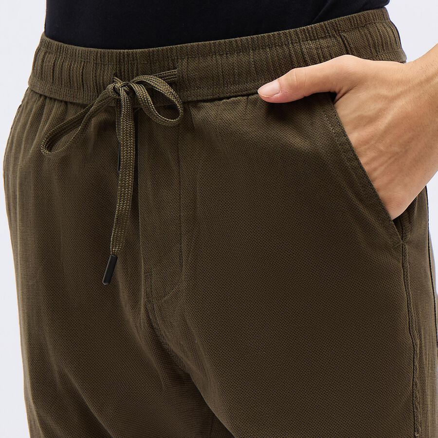 Men's Olive Green Slim Fit Joggers, ओलिव, large