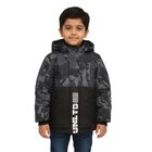 Boys' Black and Grey Hooded Casual Jacket, Mid Blue, small image number null