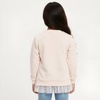 Girls Light Pink Crew Neck Casual Sweatshirt, Light Pink, small image number null