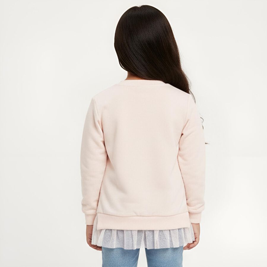 Girls Light Pink Crew Neck Casual Sweatshirt, Light Pink, large image number null