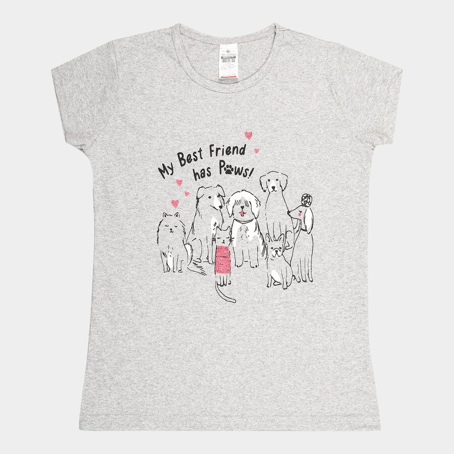 Girls T-Shirt, Melange Mid Grey, large image number null