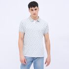 Men's Light Grey Cotton Polo Collar Printed T-Shirt, Light Grey, small image number null