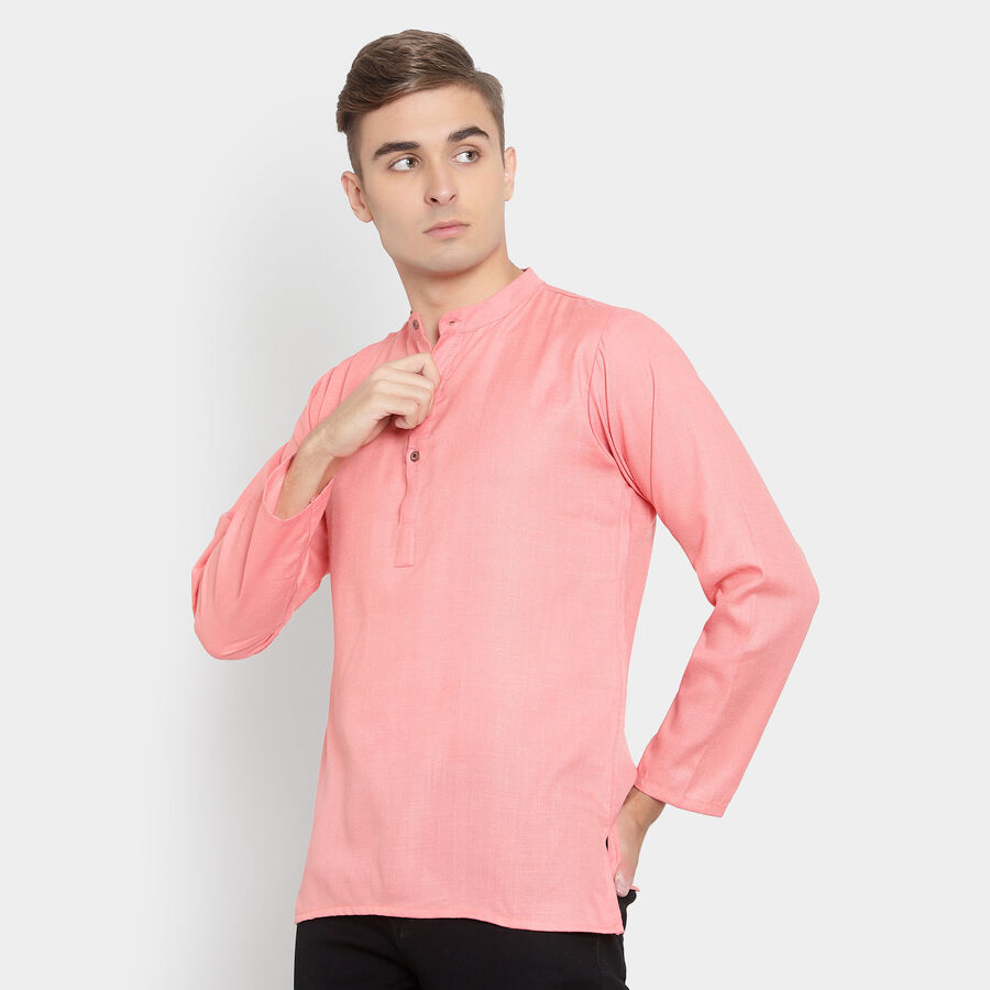 Printed Mandarin Collar Kurta, Peach, large image number null