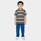 Boys Mid Blue Polo Neck Casual T-Shirt, मध्यम नीला, small