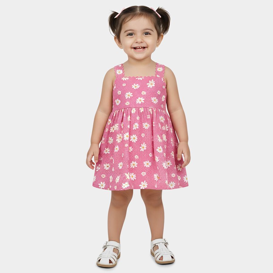 Infants' Fuchsia Cotton Minimalist Everyday Frock, Fuchsia, large