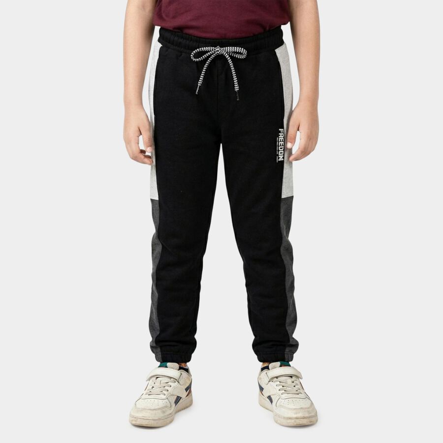 Boys' Black Cotton Blend Pyjama, Black, large