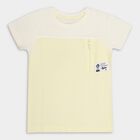 Boys' Light Yellow Cotton Round Neck Casual T-Shirt, Yellow, small
