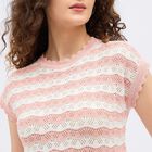 Women's Bright Pink Cotton Round Neck Sleeveless Top, गुलाबी, small
