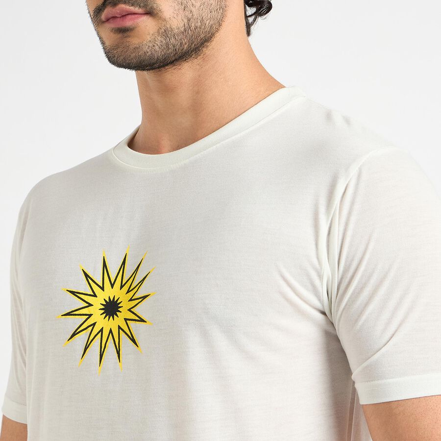 Men's Round Neck Half Sleeves T-Shirt , White, large image number null