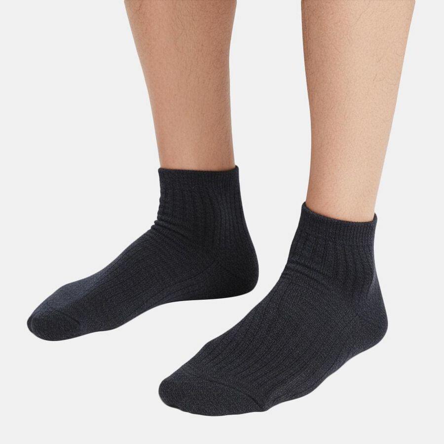 Men's Multicolour Regular Fit Ribbed Ankle Length Pack of 3 Socks, नेवी ब्लू, large