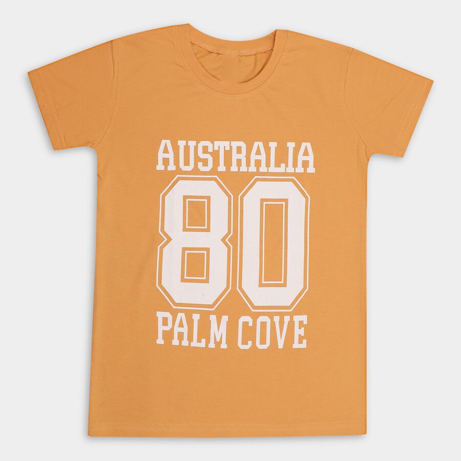 Boys' Half Sleeves T-Shirt , पीच, large image number null