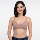 Women's Brown Cotton Blend V-Neck Bralette Bra, Brown, small