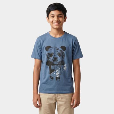 Boys Blue Crew Neck Regular Boys T-Shirt