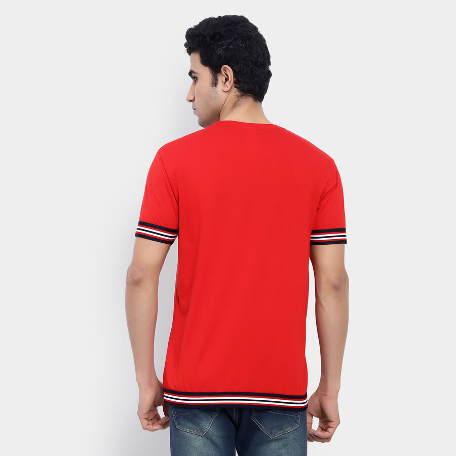 Solid Round Neck T-Shirt, Red, large image number null