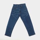 Boys Blue Slim Fit Washed Jeans, मध्यम नीला, small