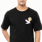 Men's Black Cotton Round Neck Regular T-Shirt, Black, small