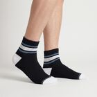 Men's Ankle Length Pack of 3 Socks ( Grey, Black, White ), Black, small