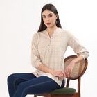 Women's Light Beige Round Neck Solid Kurti, Beige, small