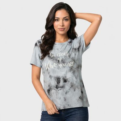 Women's Light Blue Cotton Round Neck Regular T-Shirt