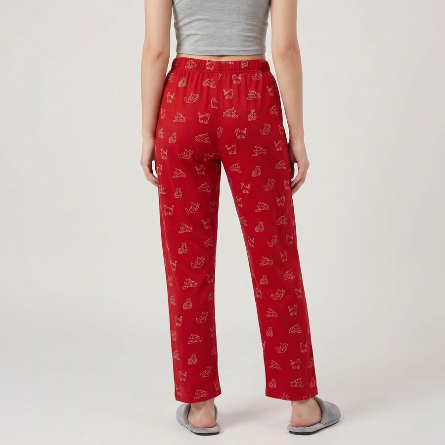 Women's Maroon Straight Fit Cat Lounge Pyjama, मरून, large