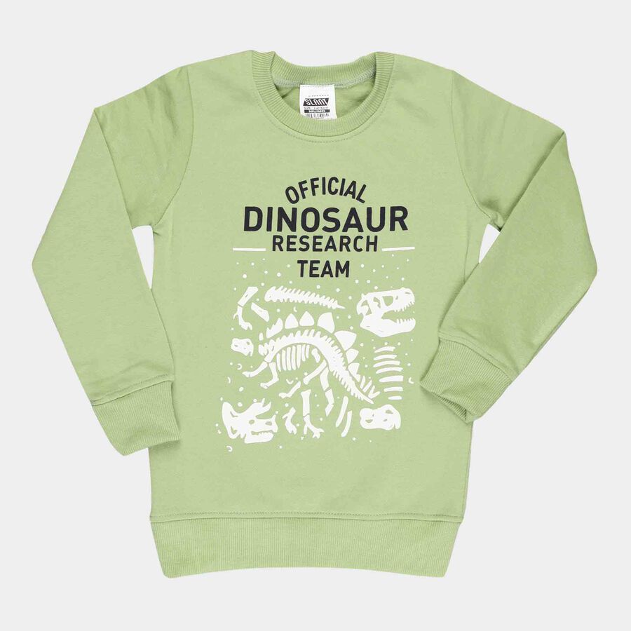 Boys Printed Sweatshirt, Light Green, large image number null