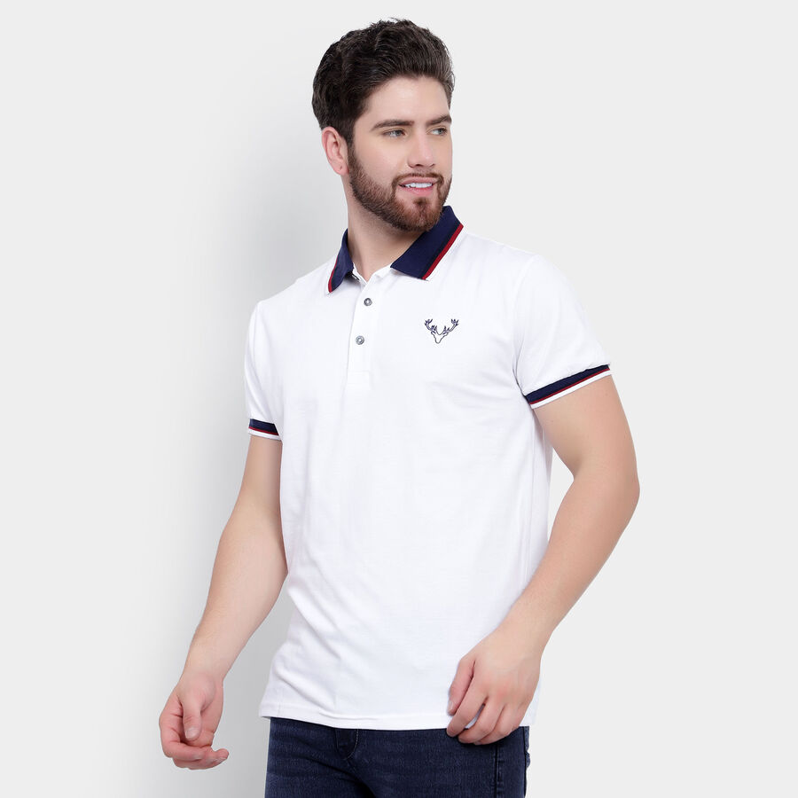 Solid Polo Shirt, सफ़ेद, large image number null