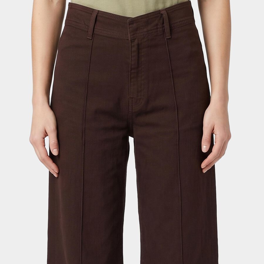 Women's Brown Wide Leg Seam Detail Jeans, भूरा, large