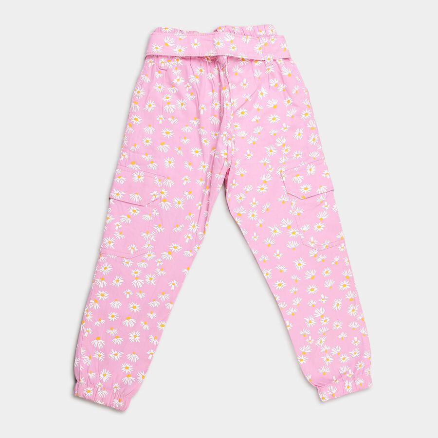 Girls Printed Trousers, Light Pink, large image number null
