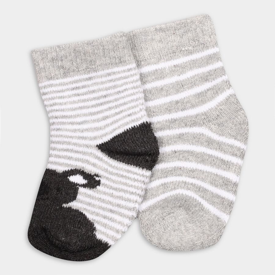 Infants' Socks (Pack of 2), Melange Light Grey, large image number null