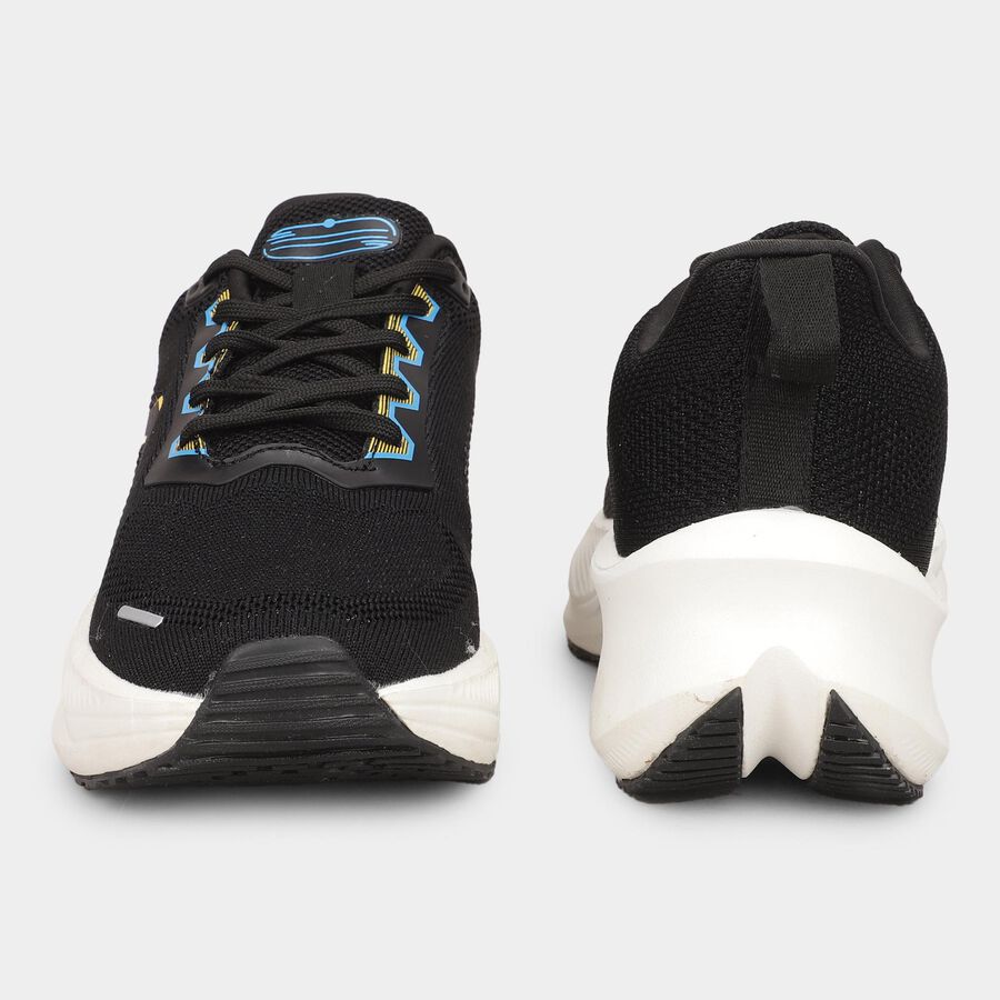 Men's Jet Black Lace-Up Sports Shoes, Black, large image number null