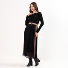Women's Black and Beige Collared Button-Down Maxi Dress, Black, small