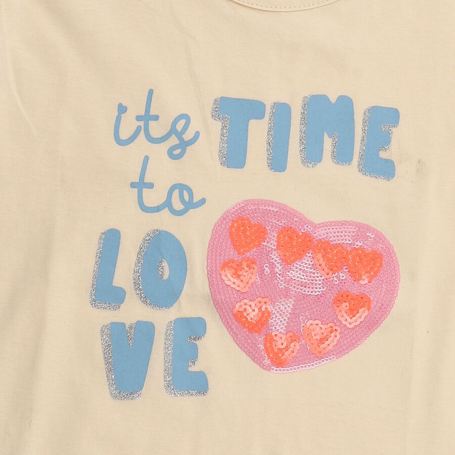 Girls' 100% Cotton T-Shirt, गहरा पीला, large image number null